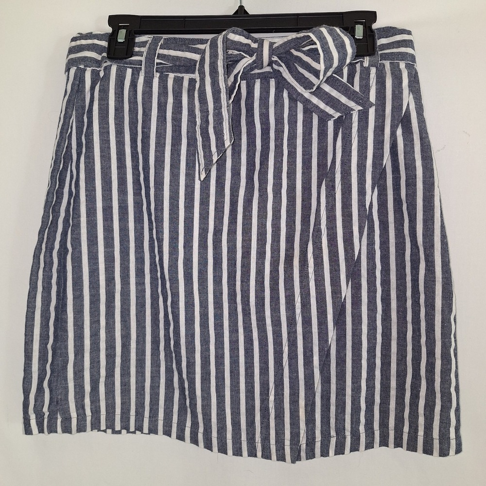 Preppy Coastal Clean Girl Just Living Skirt Blue / White Stripe A Line Wrap M